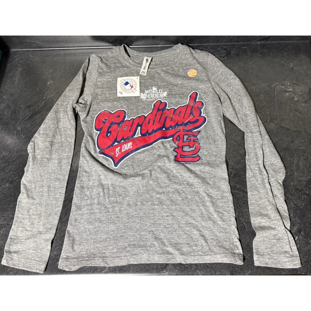 NWT 5th&Ocean St Louis Cardinals 2011 World Series Gray Lg Sleeve Shirt Womens M